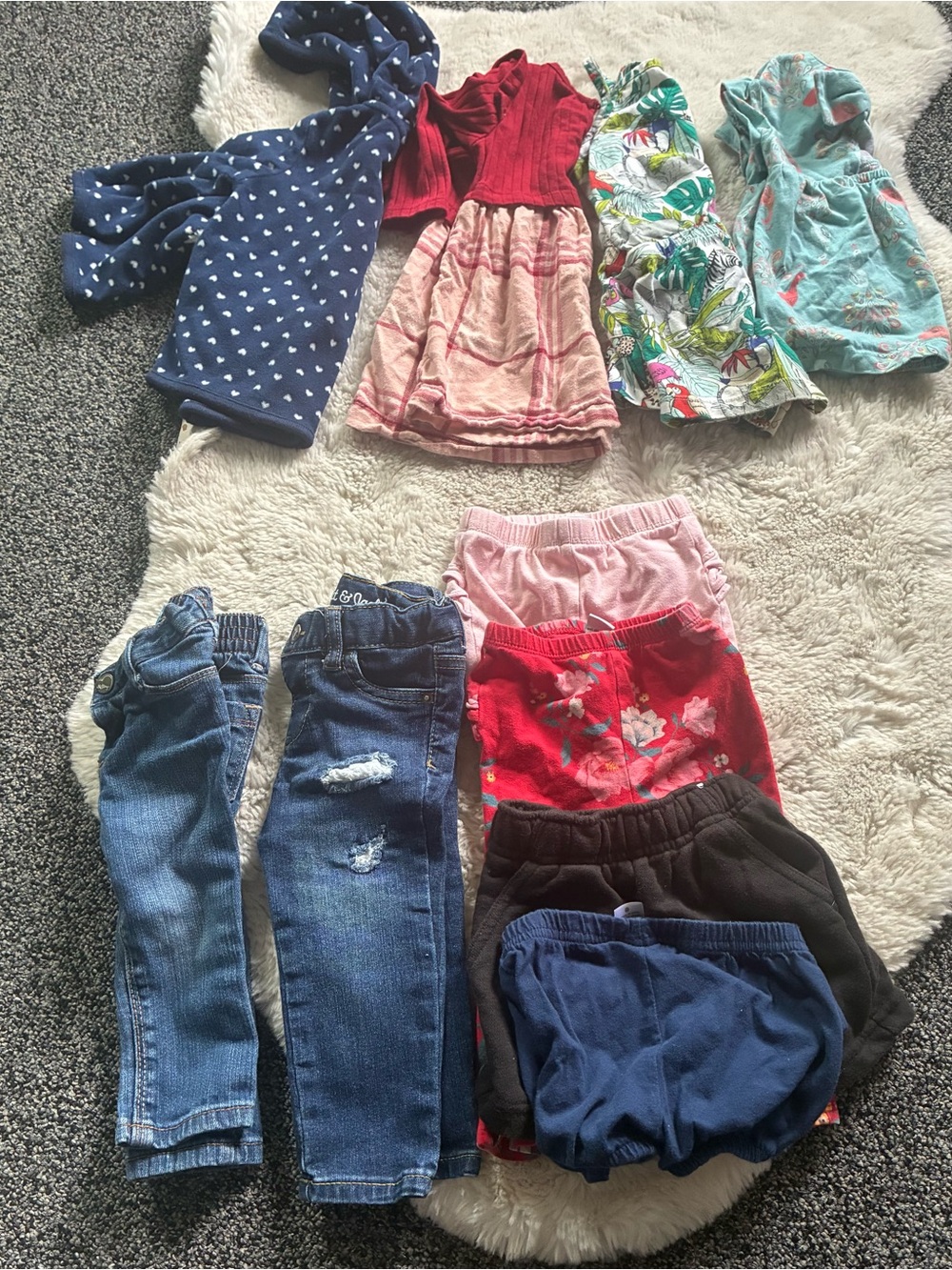 Girls Mixed Bottoms Bundle - Blue Denim Jeans & Navy Shorts